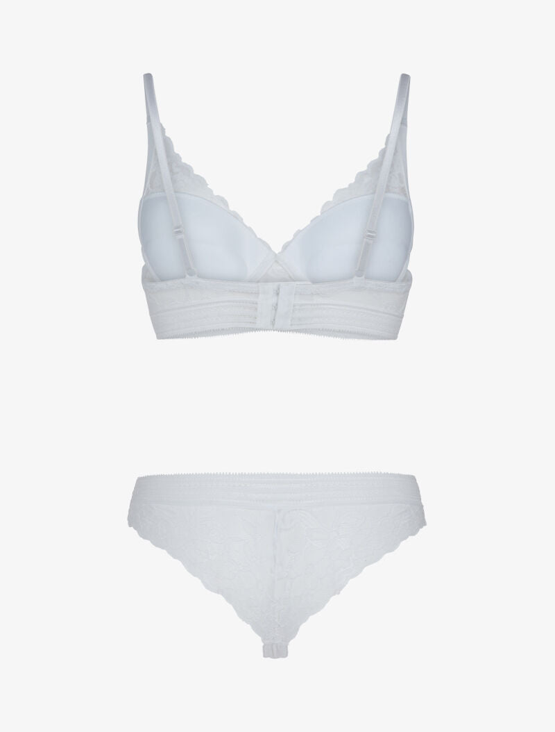 Ensemble bustier en dentelle et bandes - blanc - 2