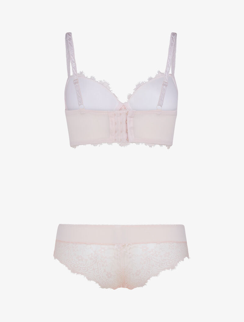 Ensemble bustier en dentelle - rose orange - 2