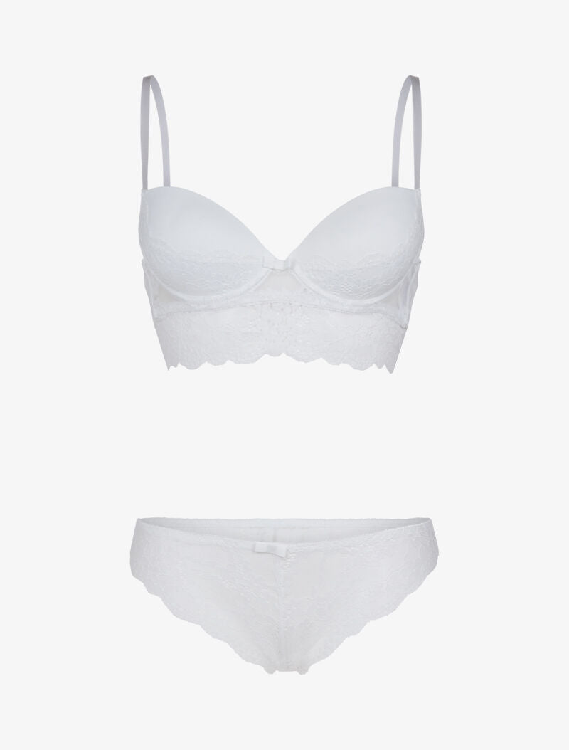 Ensemble bustier bi matière - blanc - 1