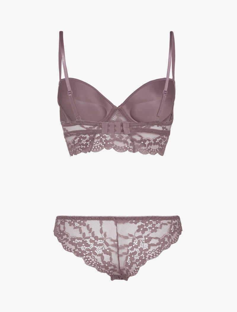 Ensemble bustier bi matière - rose parme - 2