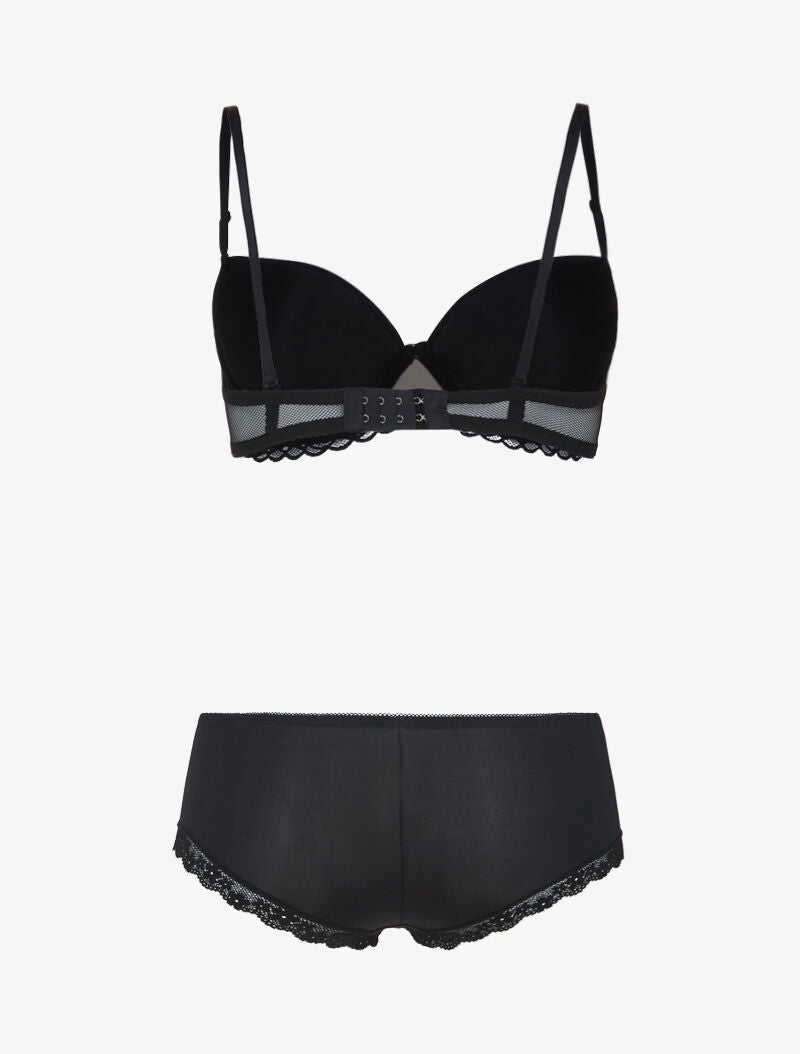 Ensemble en dentelle et résille - noir/beige - 2