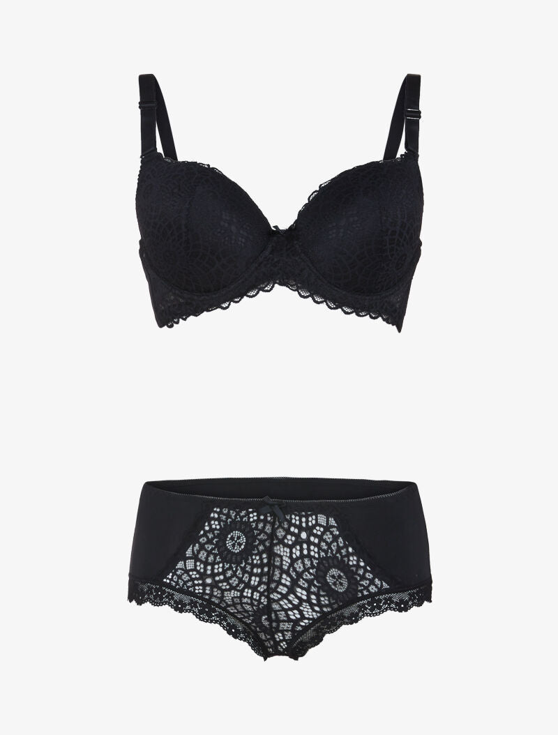 Ensemble à broderie style rosace - noir - 3