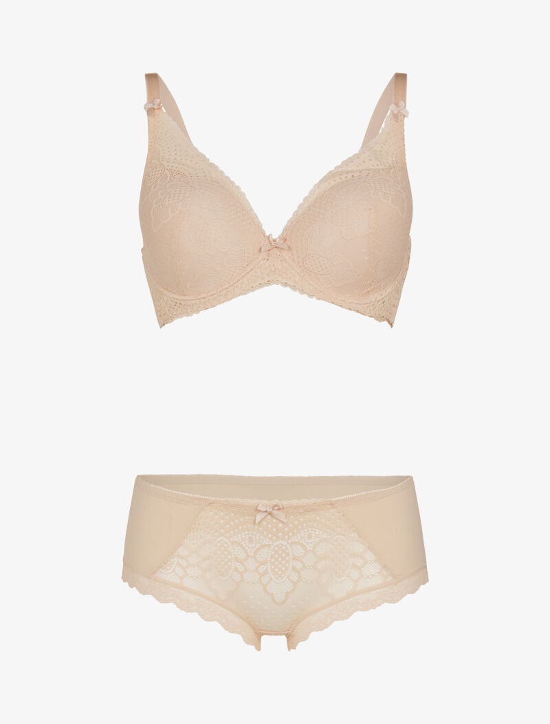 Ensemble à fleurs stylisées - beige - 3