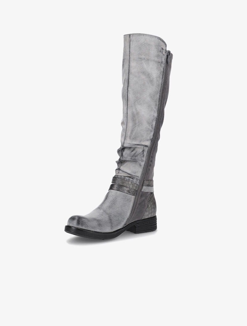 Bottes bimatière sanglées - gris - 3
