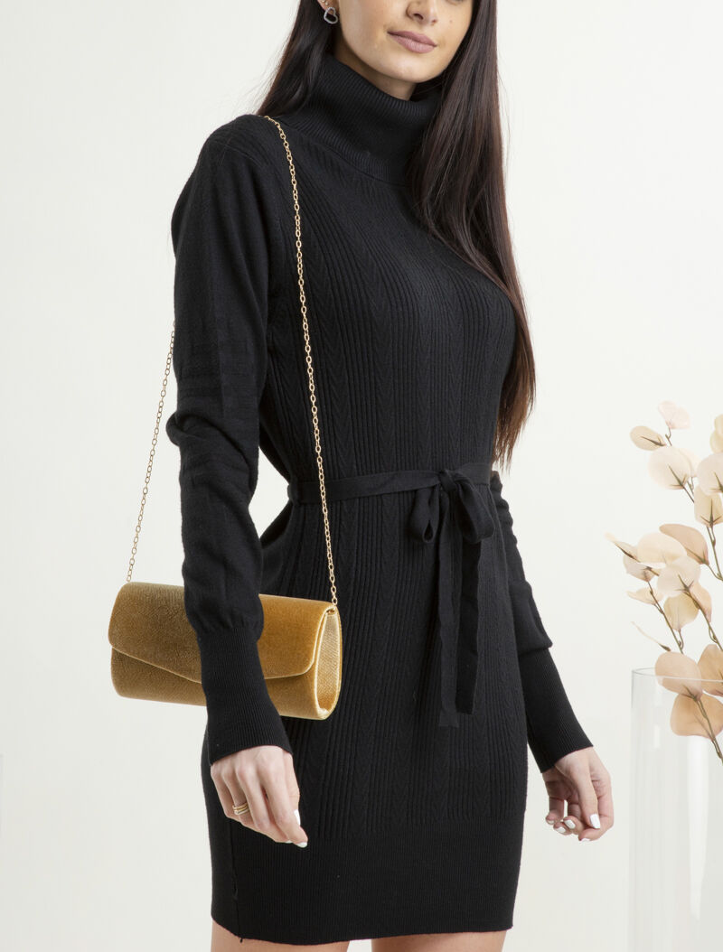 Robe-pull à détails tressés et côtelés - noir - 1