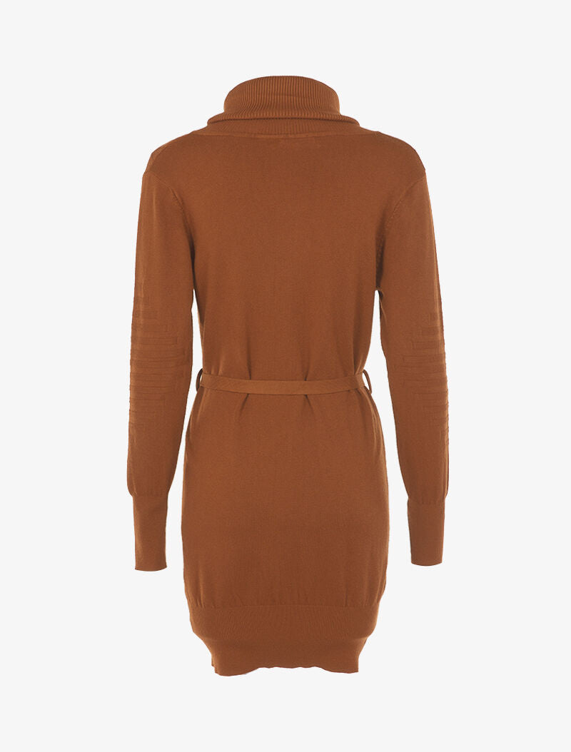 Robe-pull à détails tressés et relief - ocre - 3