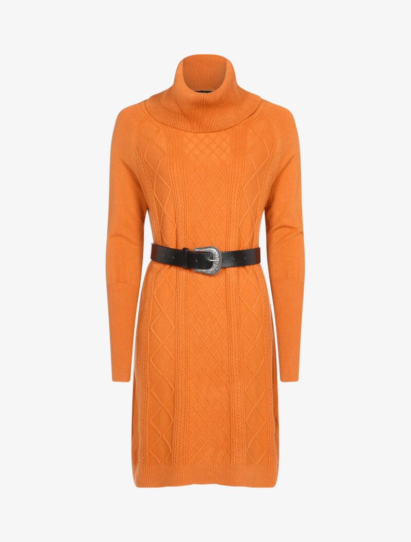 Robe pull à manches bishop et détails géométriques - rouille - 2