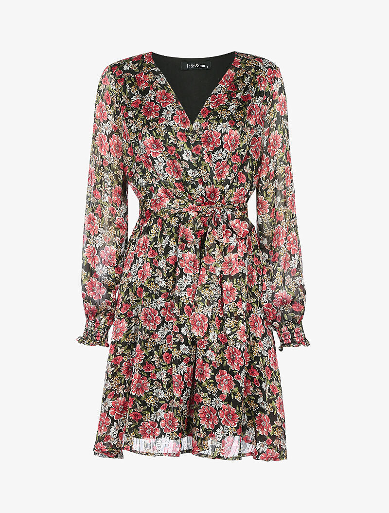 Robe à rayures irisées et fleurs - noir - 2