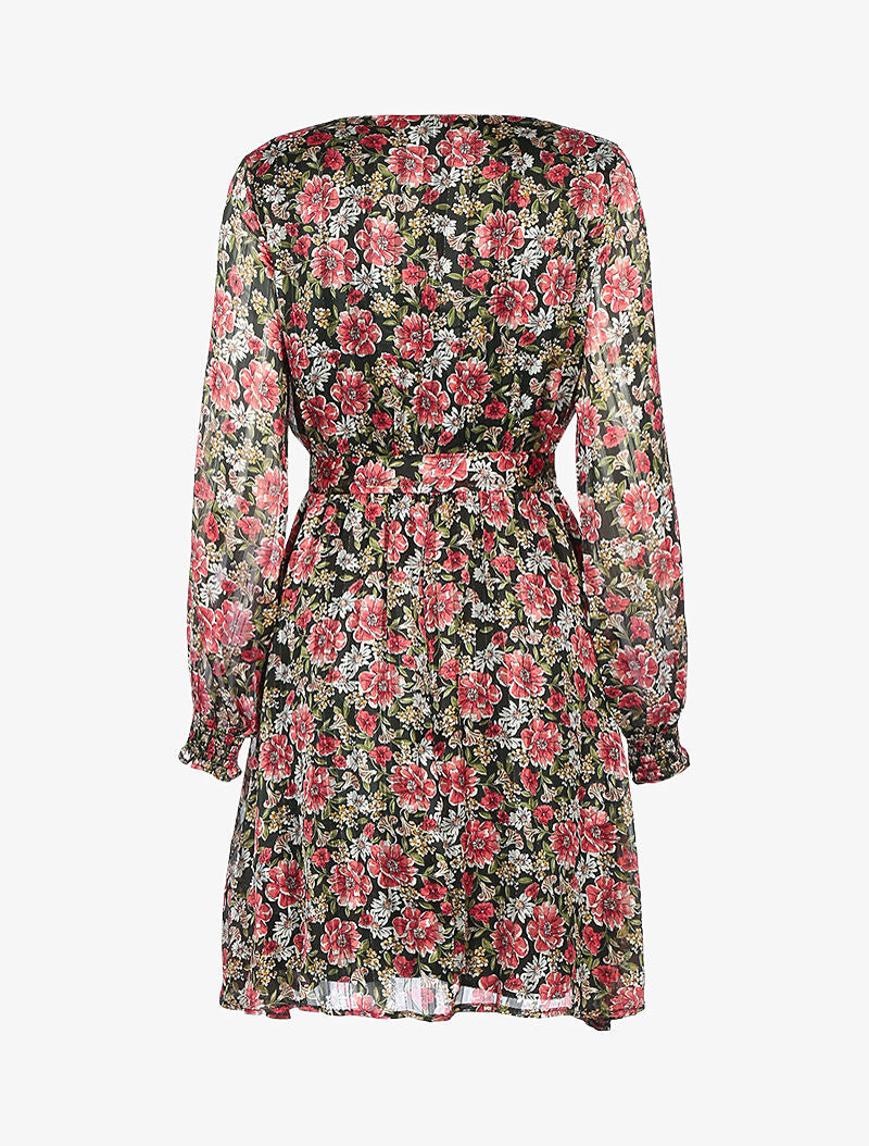 Robe à rayures irisées et fleurs - noir - 3