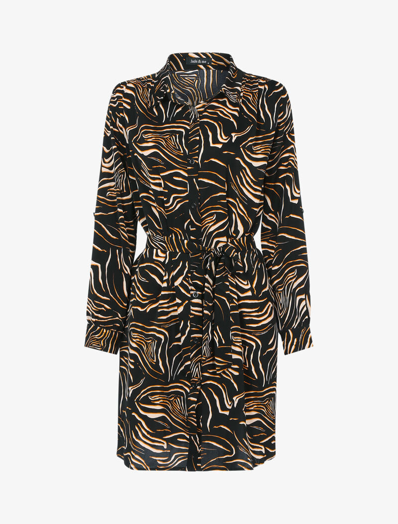 Robe chemise à imprimé graphique abstrait - noir - 1
