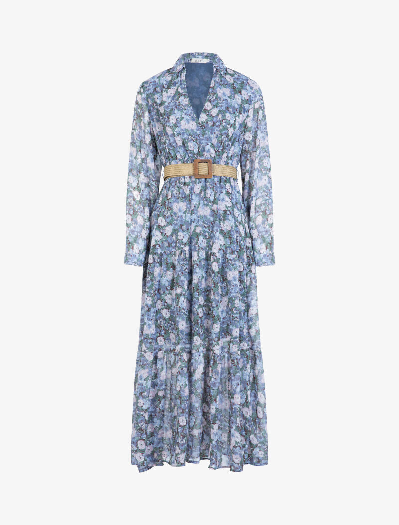 Robe longue à imprimé floral - bleu - 1