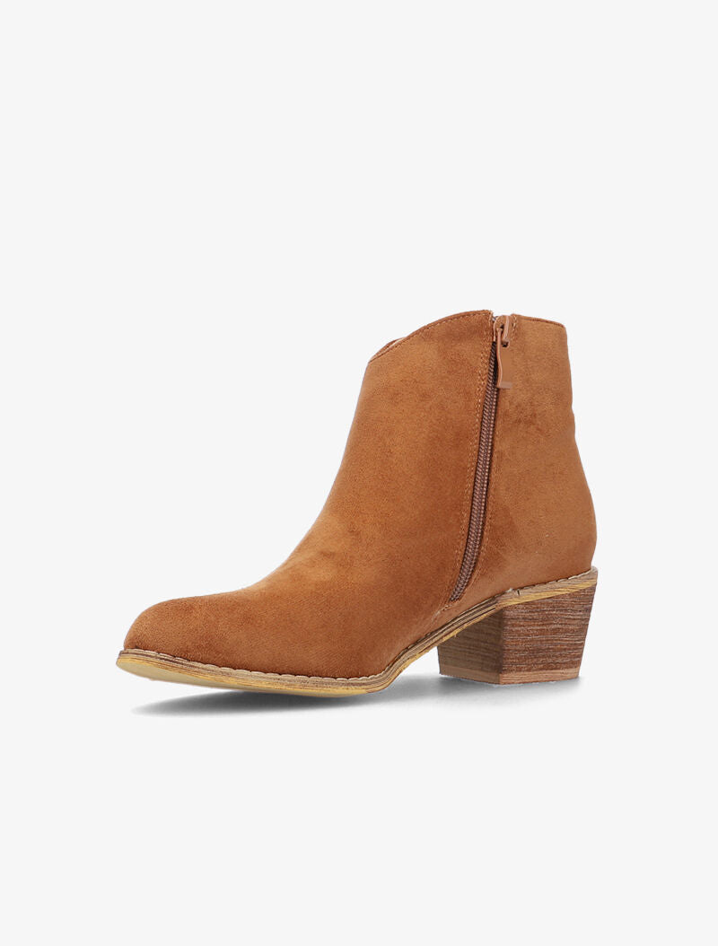Bottines en suédine à côté frangé - camel - 3
