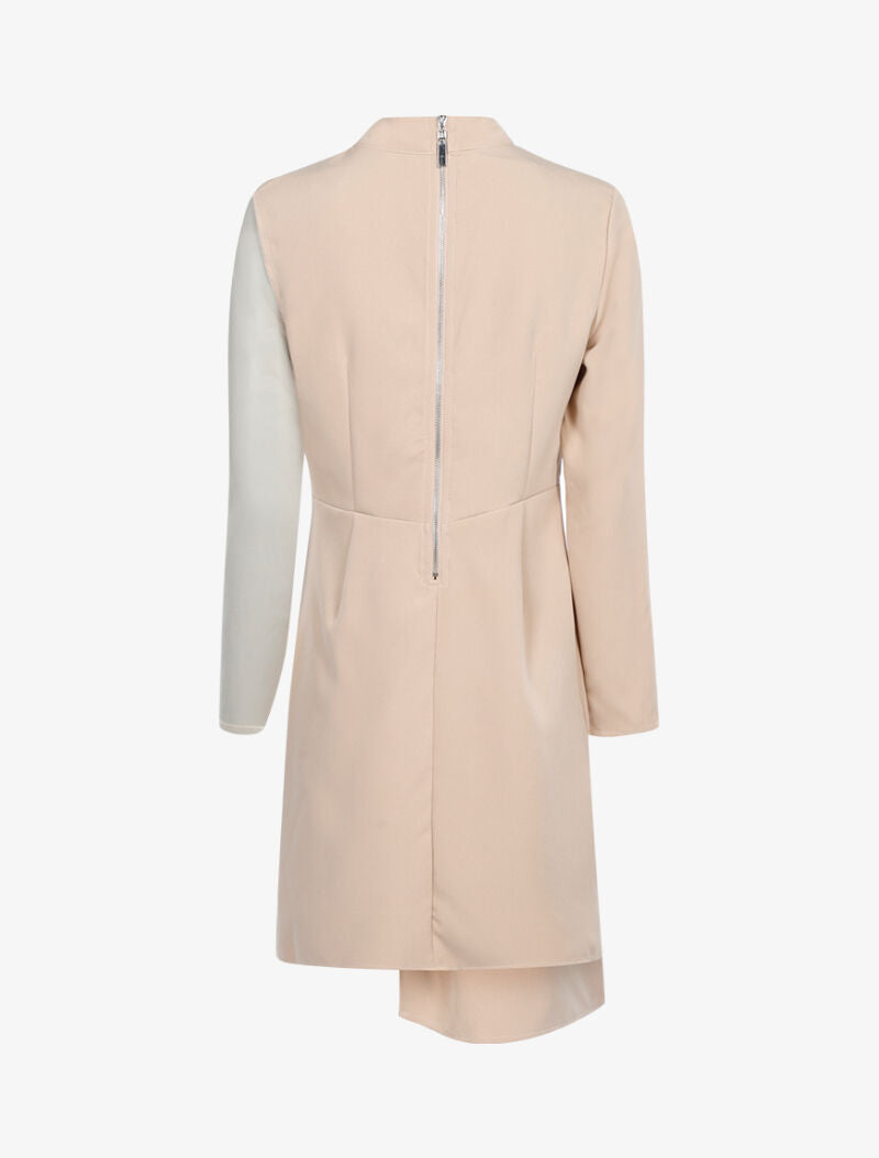 Robe asymétrique bi matière - beige - 2