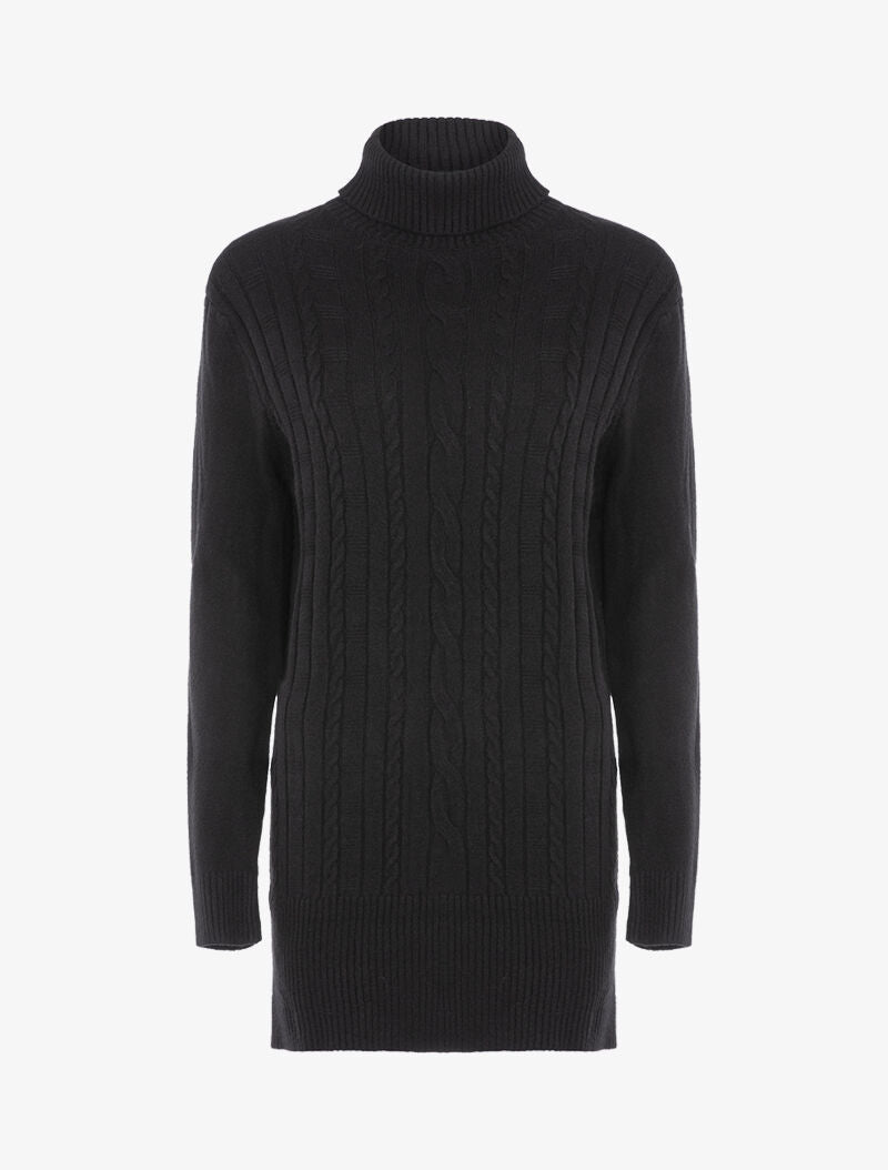 Robe pull à bandes texturées - noir - 1
