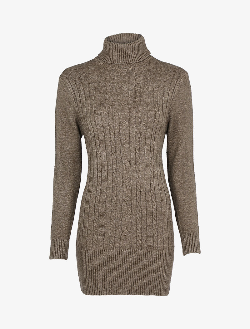 Robe pull à bandes texturées - taupe - 1