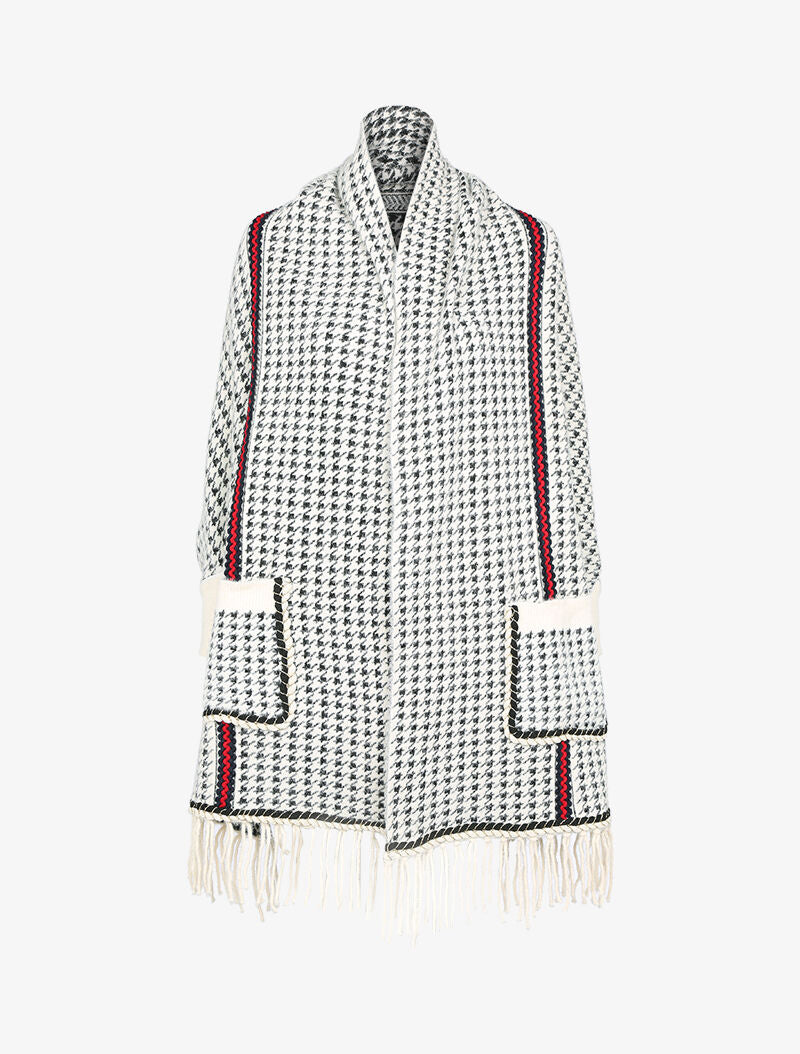 Gilet jeté à imprimé pied de poule - blanc - 1