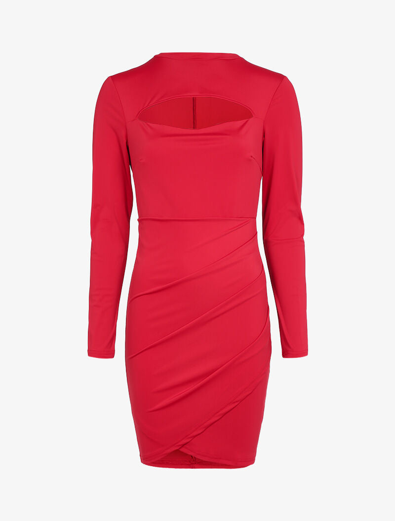 Robe stretch à découpe - rouge - 3
