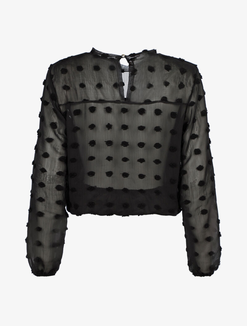 Top empiécé de ronds en relief - noir - 3