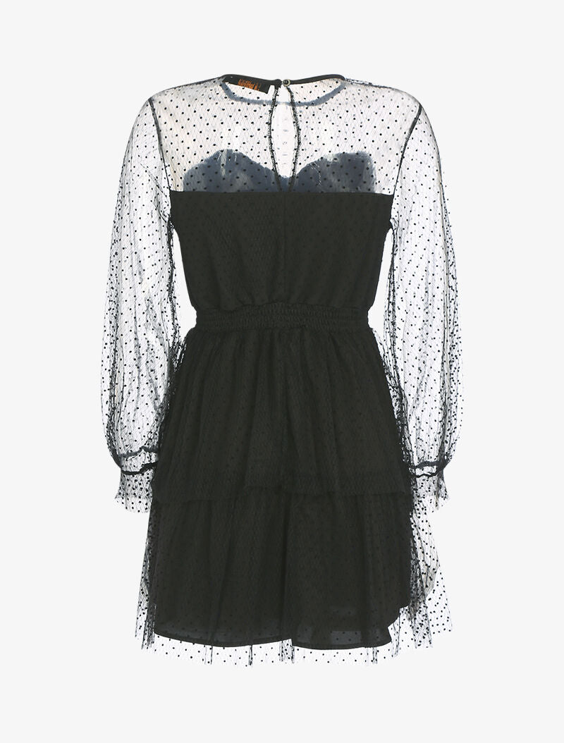 Robe patineuse en tulle à pois - noir - 2