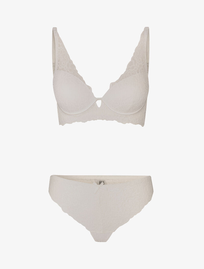 Ensemble ampliforme en dentelle fleurie - blanc - 3