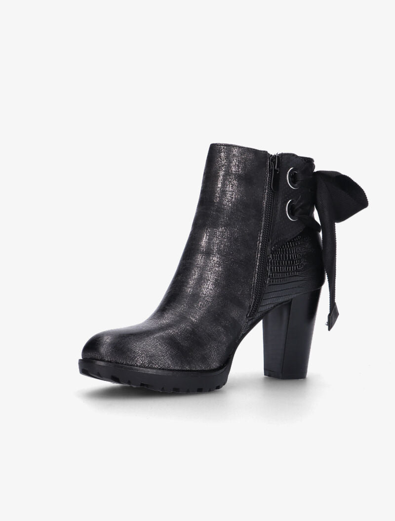 Bottines à effet vieilli et noeuds - noir - 4