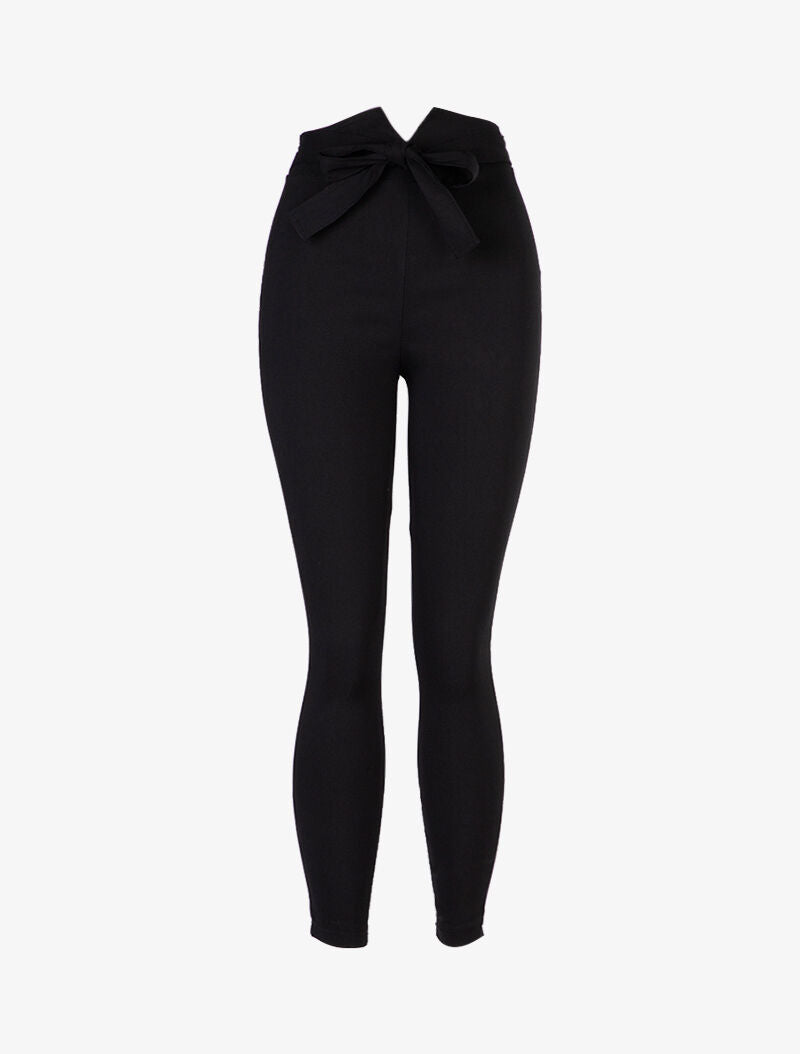 Pantalon à taille empire fendue - noir - 1