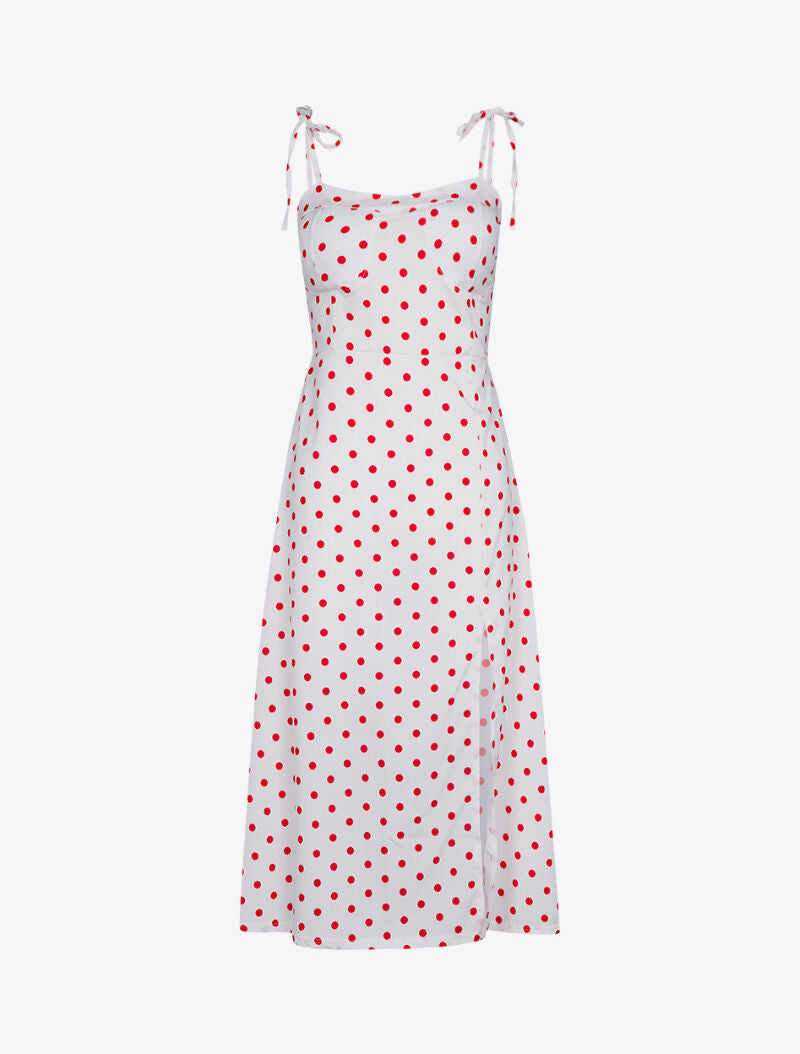 Robe fendue à pois - blanc - 1