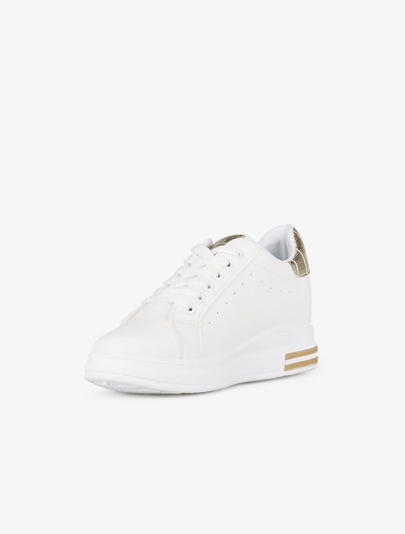 Sneakers compensées à détails croco - or - 3