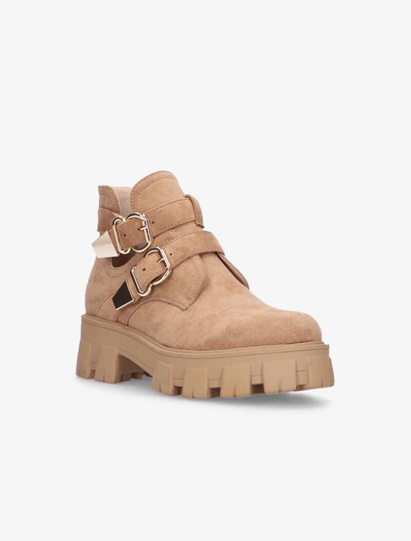 Boots à gros crans et brides - camel - 2