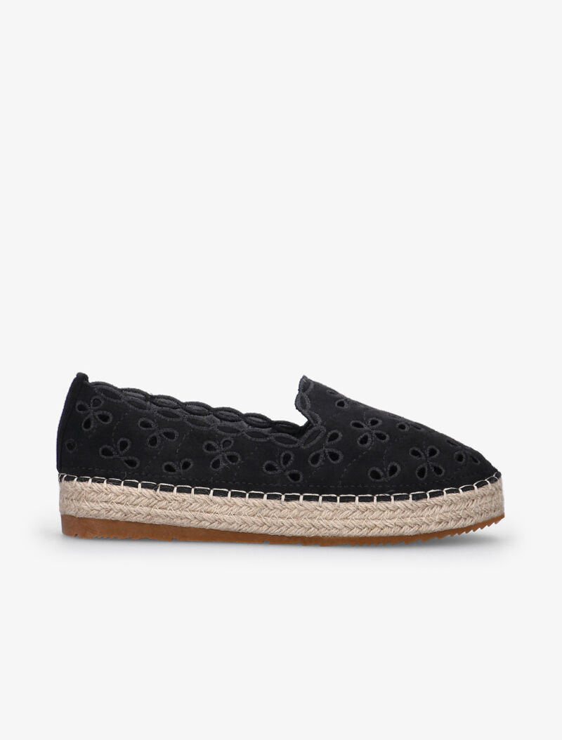 Espadrilles ajourées à effet brodé - noir - 7