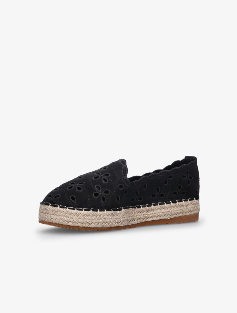 Espadrilles ajourées à effet brodé - noir - 3