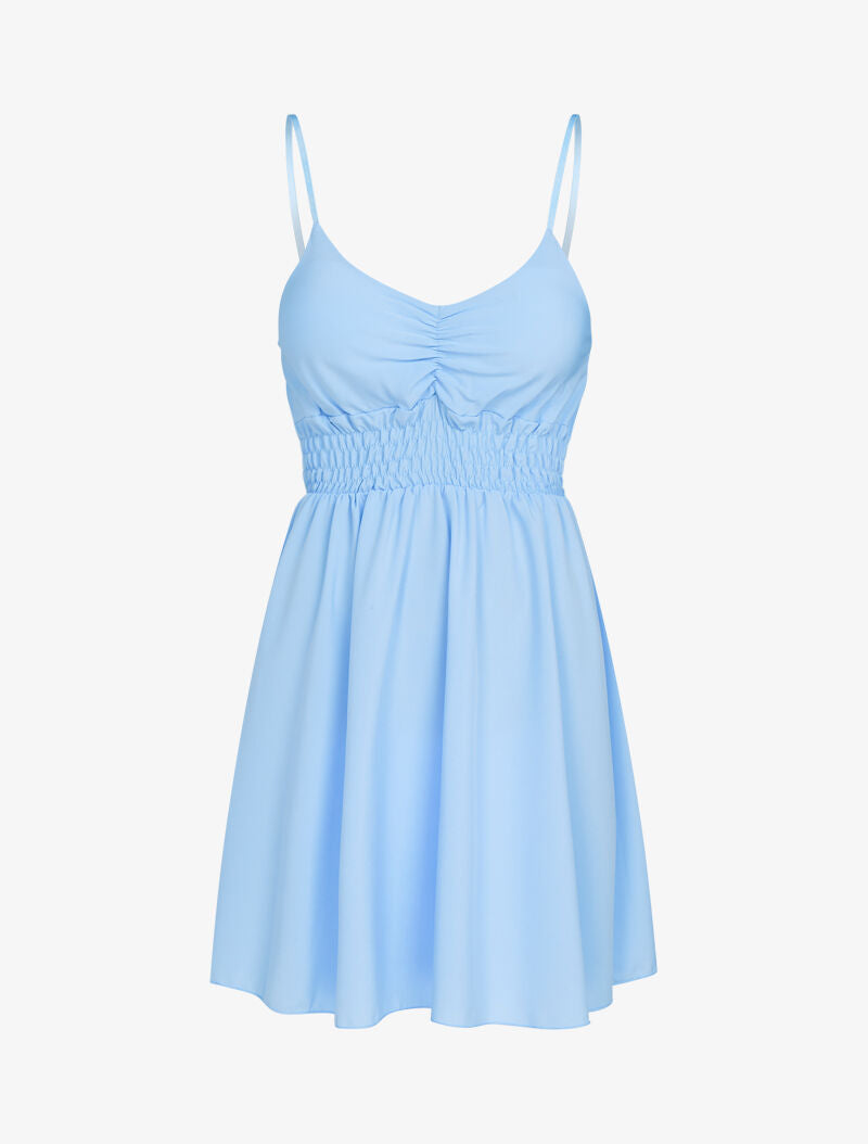 Robe patineuse à fines bretelles - bleu ciel - 1