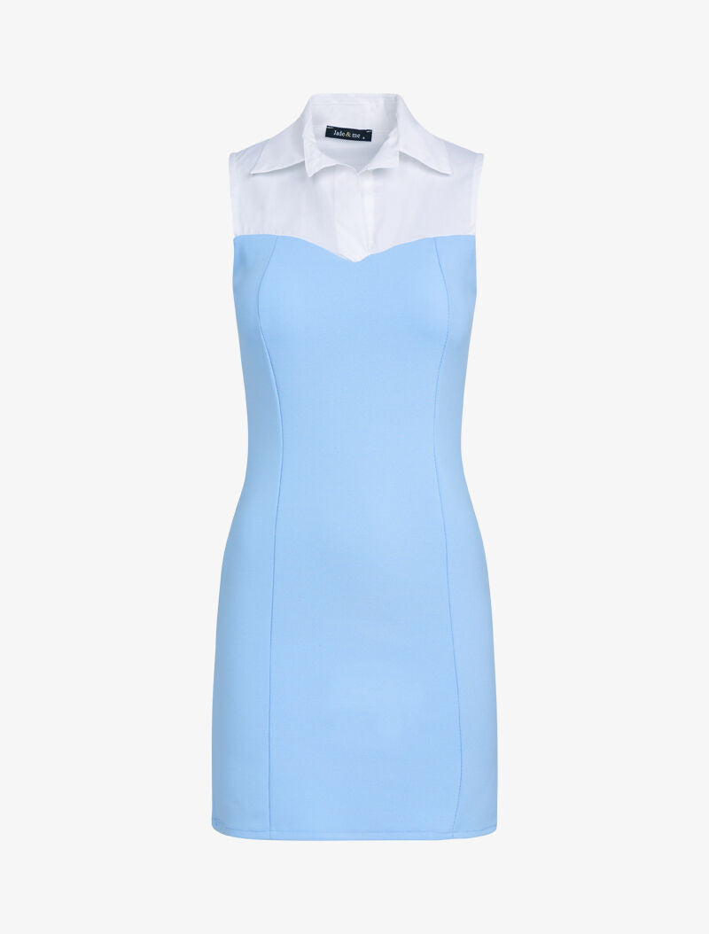 Robe à détail style chemise - bleu ciel - 2