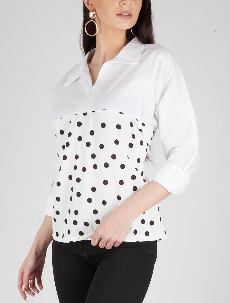 Blouse style chemise à imprimés - blanc - 4