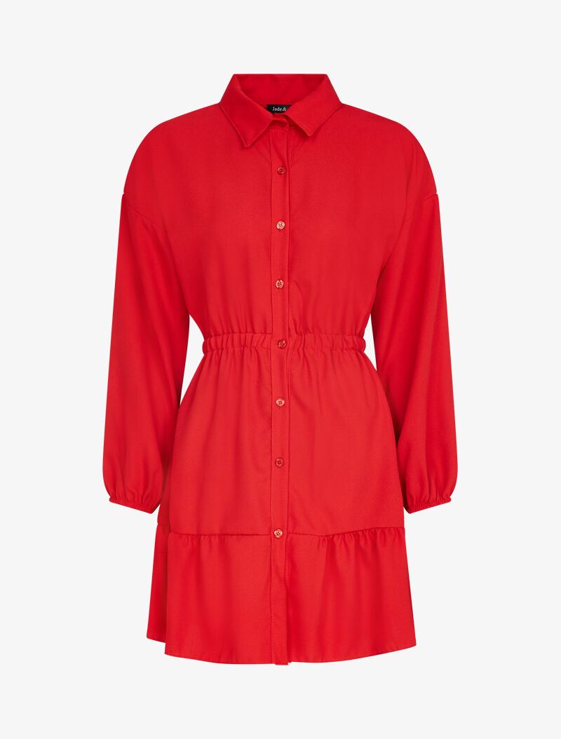 Robe patineuse boutonnée - rouge - 2