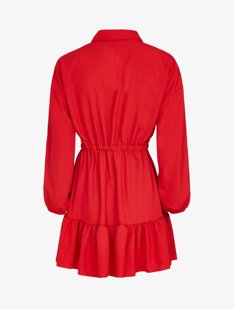 Robe patineuse boutonnée - rouge - 3