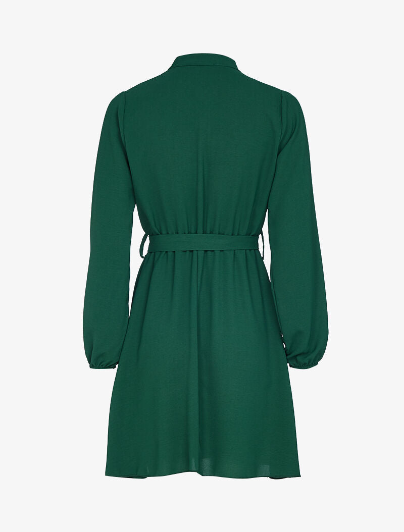 Robe patineuse à col mao - vert foncé - 3