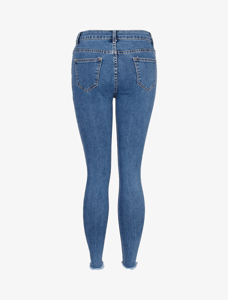 Jean super skinny à bords déchirés - bleu denim - 4
