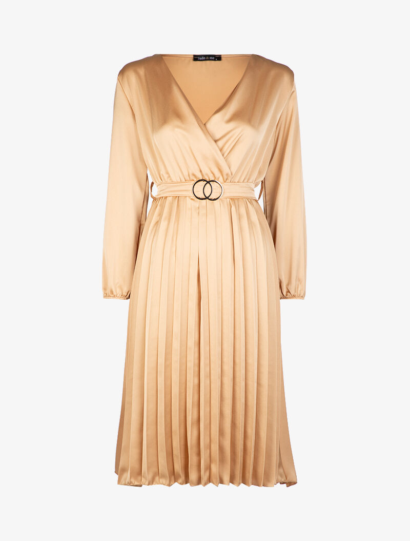 Robe satinée à bas gaufré - or - 3