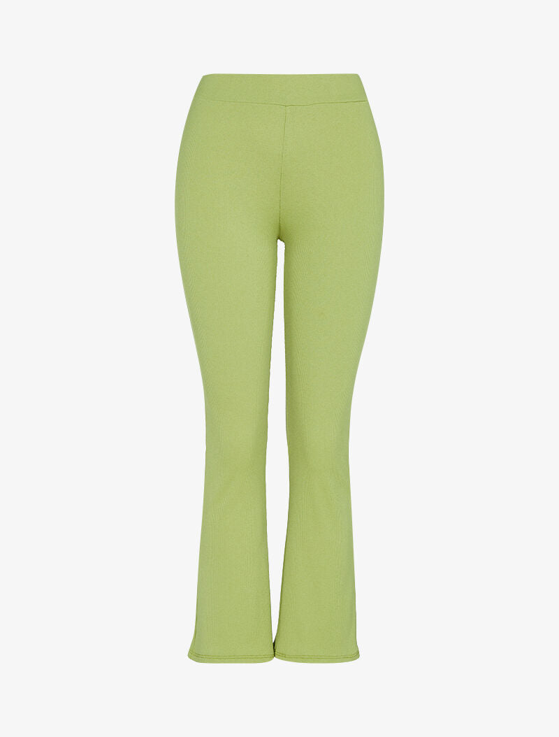 Pantalon flare à bords coupe franche - vert anis - 1