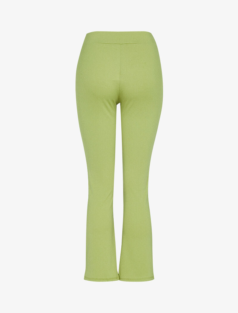 Pantalon flare à bords coupe franche - vert anis - 2