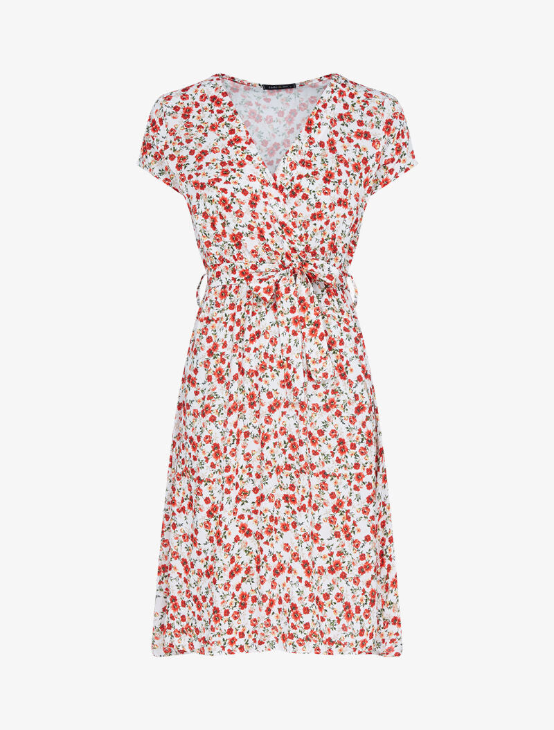 Robe patineuse à imprimé floral - ecru - 1