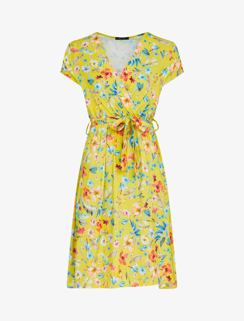 Robe patineuse à imprimé floral - jaune - 2
