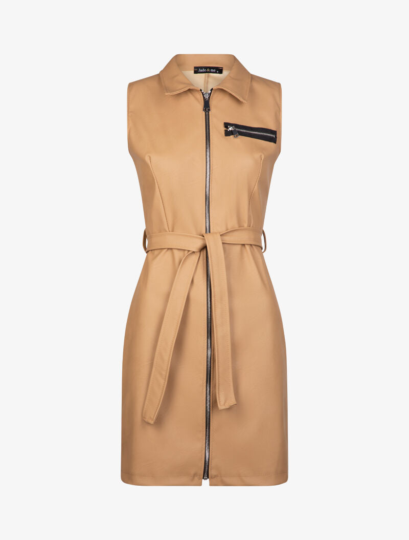 Robe ajustée en simili - camel - 3