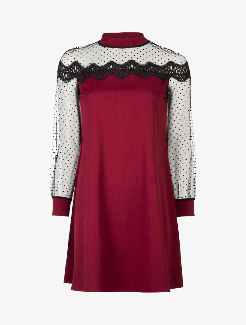 Robe à haut de buste en tulle - bordeaux - 3