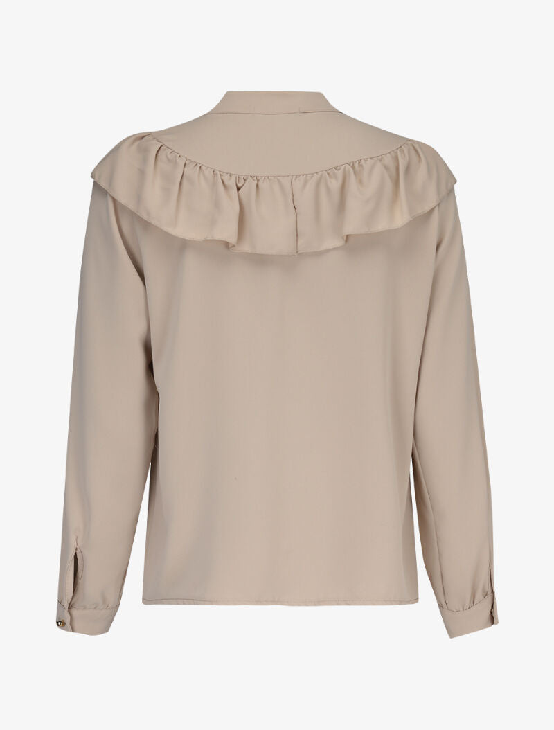 Blouse boutonnée et volantée - beige - 2