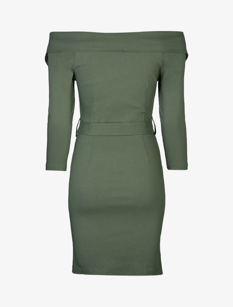 Robe fourreau zippée - kaki - 2