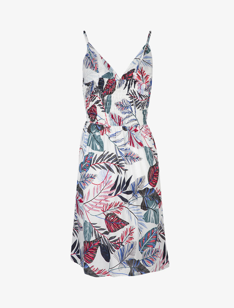 Robe patineuse à imprimé tropical - blanc - 2
