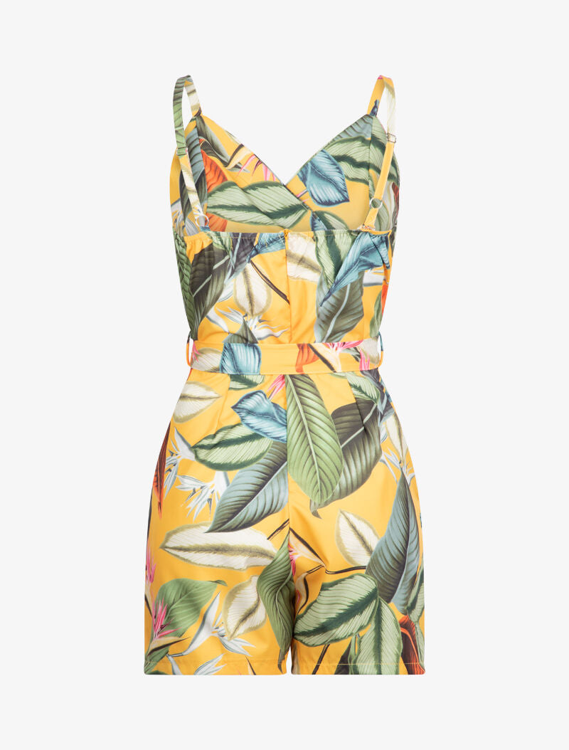 Combishort à imprimé feuillages - jaune - 3