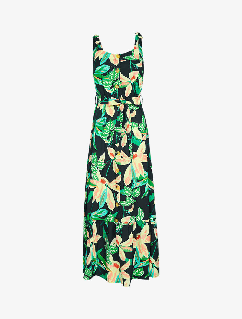 Robe à imprimés et buste boutonné - noir - 1